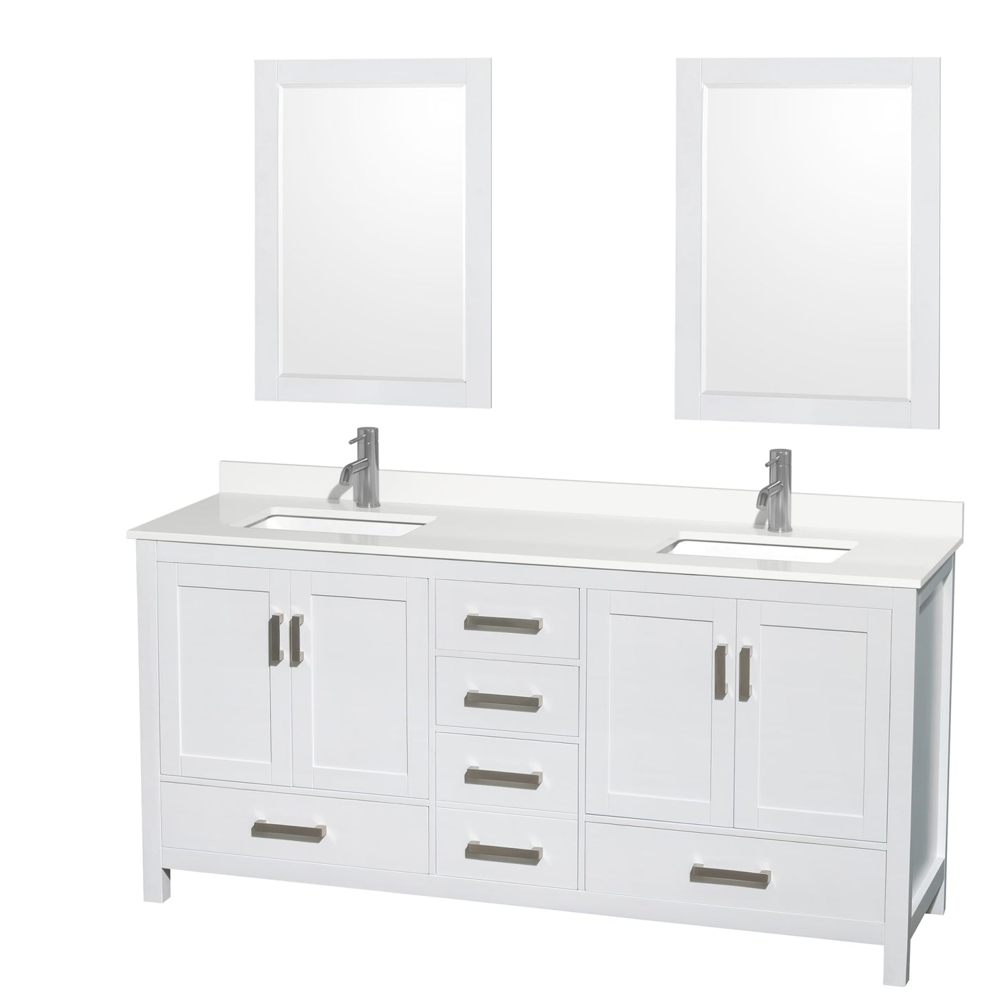 Sheffield Bathroom Vanity with Countertop 72 inch Double Sink Single hole Faucet Setup