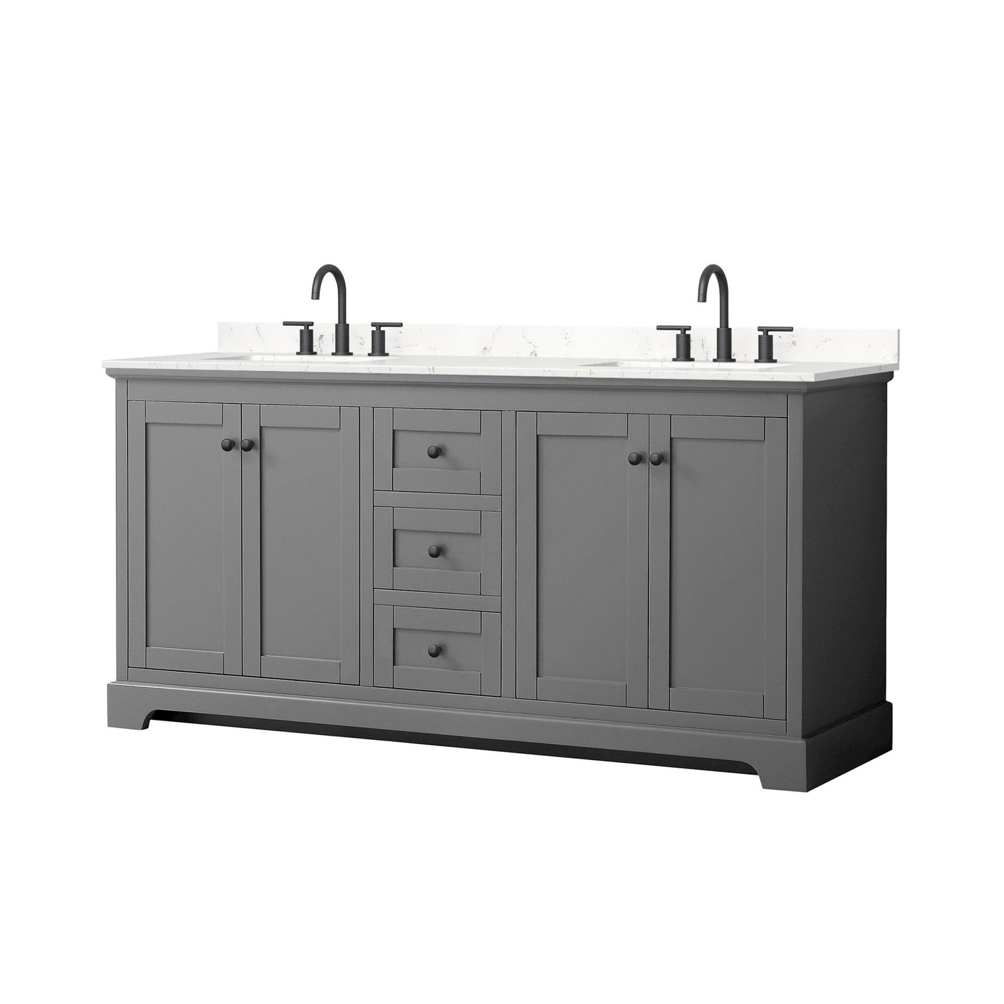 Avery Bathroom Vanity with Countertop 72 inch Double Sink 3-hole Faucet Setup