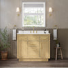 Custom image for Rift Oak with Brushed Gold Trim / White Cultured Marble / No Mirror
