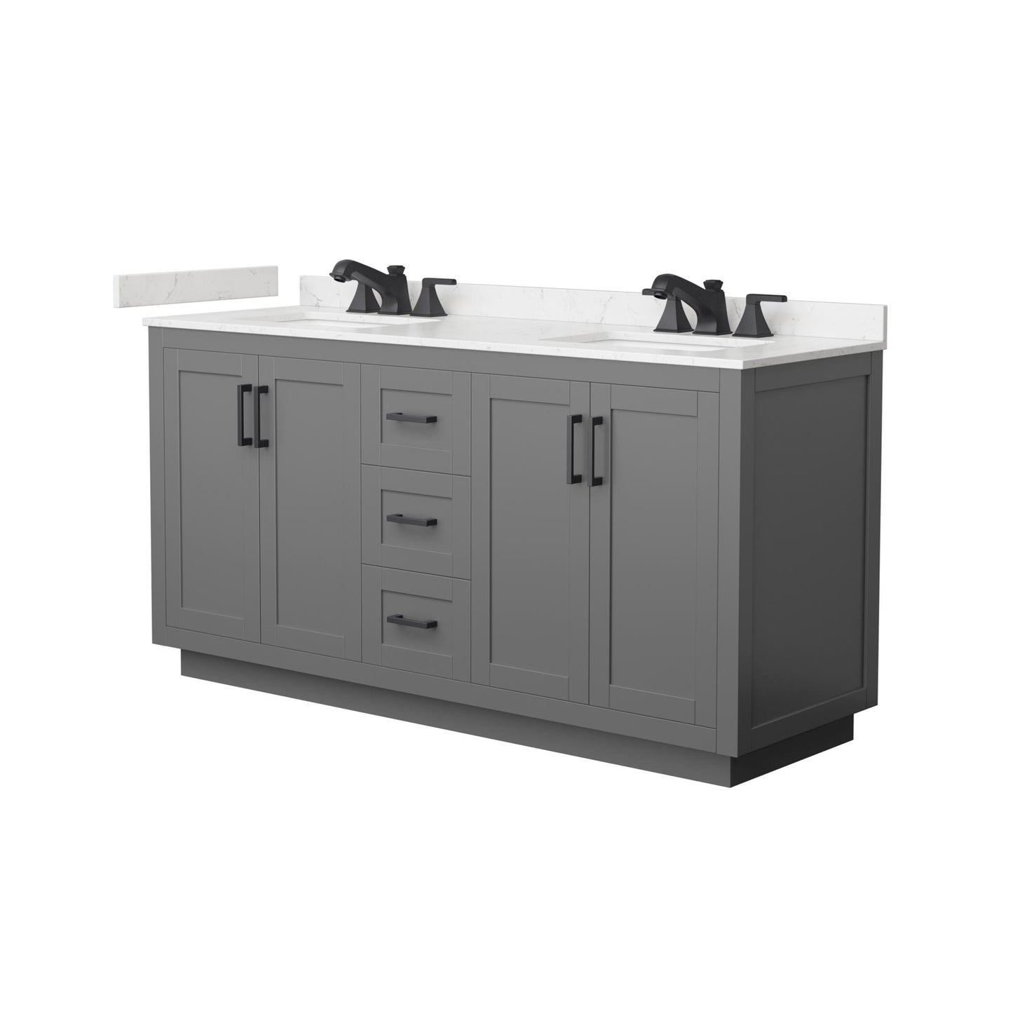 Miranda Bathroom Vanity with Countertop 66 inch Double Sink 3-hole Faucet Setup