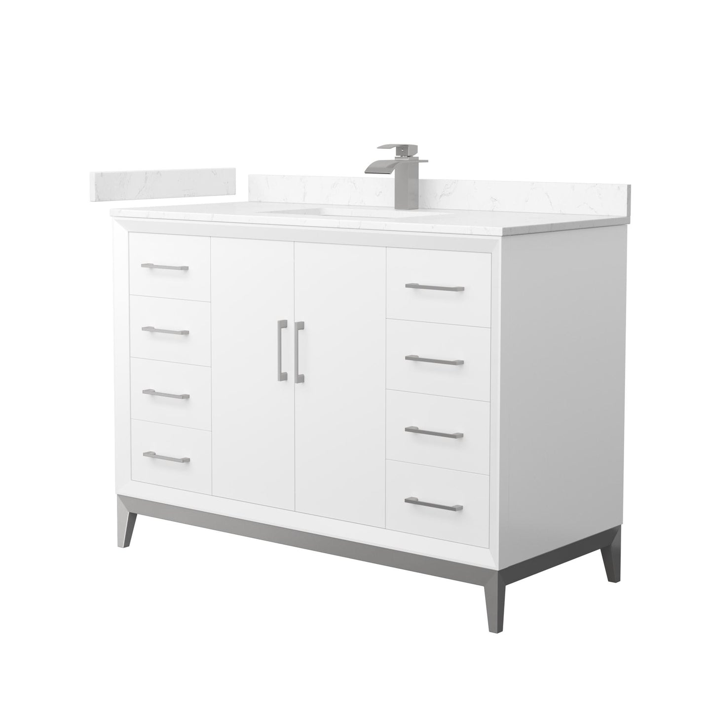 Amici Bathroom Vanity with Countertop 48 inch Single Sink Single hole Faucet Setup