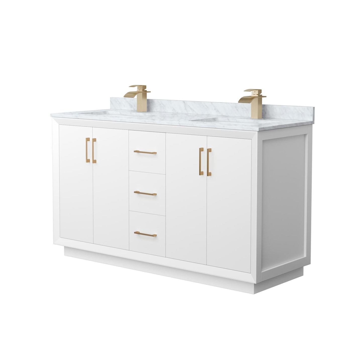 Strada Bathroom Vanity with Countertop 60 inch Double Sink Single hole Faucet Setup