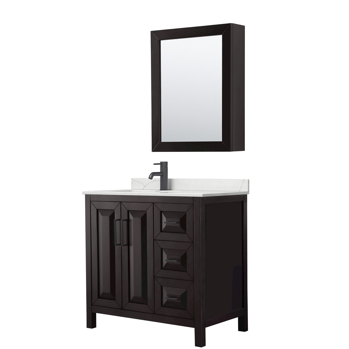 Daria Bathroom Vanity with Countertop 36 inch Single Sink Single hole Faucet Setup