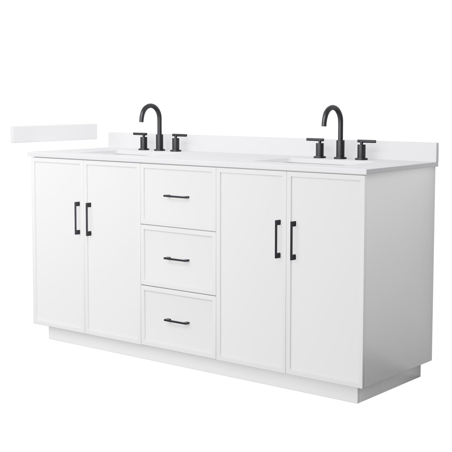 Elan TK Bathroom Vanity with Countertop 72 inch Double Sink 3-hole Faucet Setup