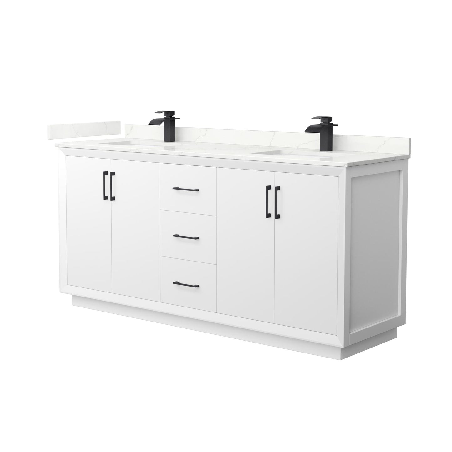 Strada Bathroom Vanity with Countertop 72 inch Double Sink Single hole Faucet Setup