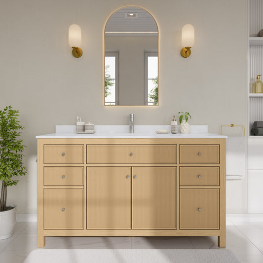 Pendry Bathroom Vanity with Countertop 60 inch Single Sink Single hole Faucet Setup