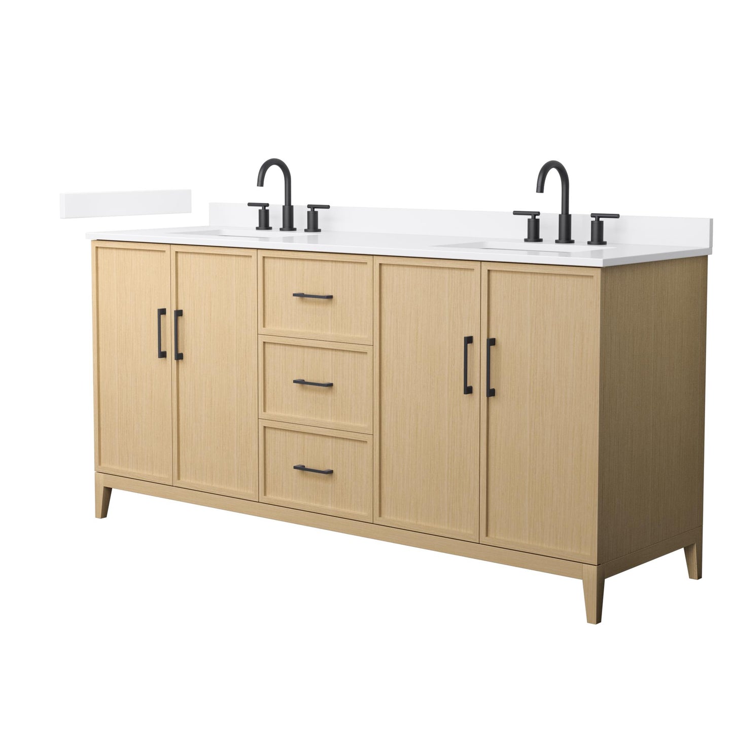 Elan Bathroom Vanity with Countertop 72 inch Double Sink 3-hole Faucet Setup