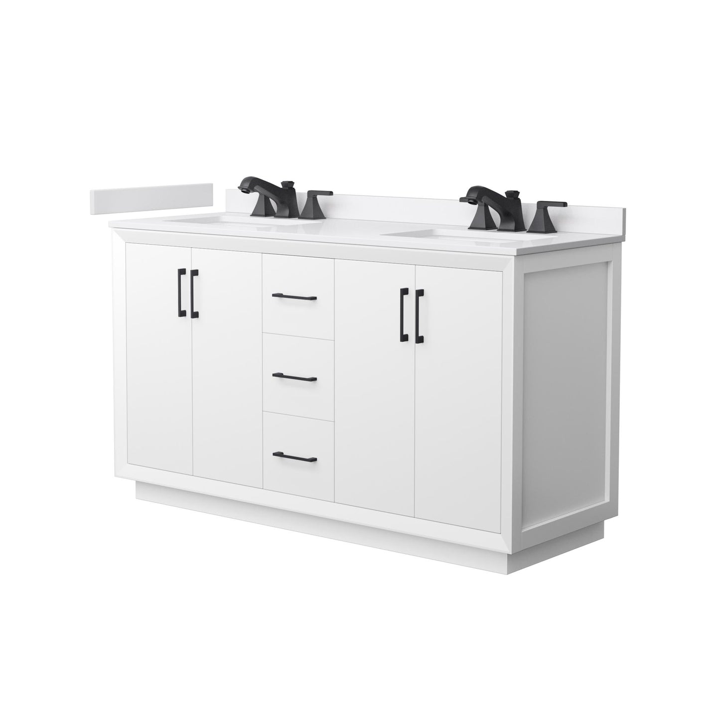 Strada Bathroom Vanity with Countertop 60 inch Double Sink 3-hole Faucet Setup