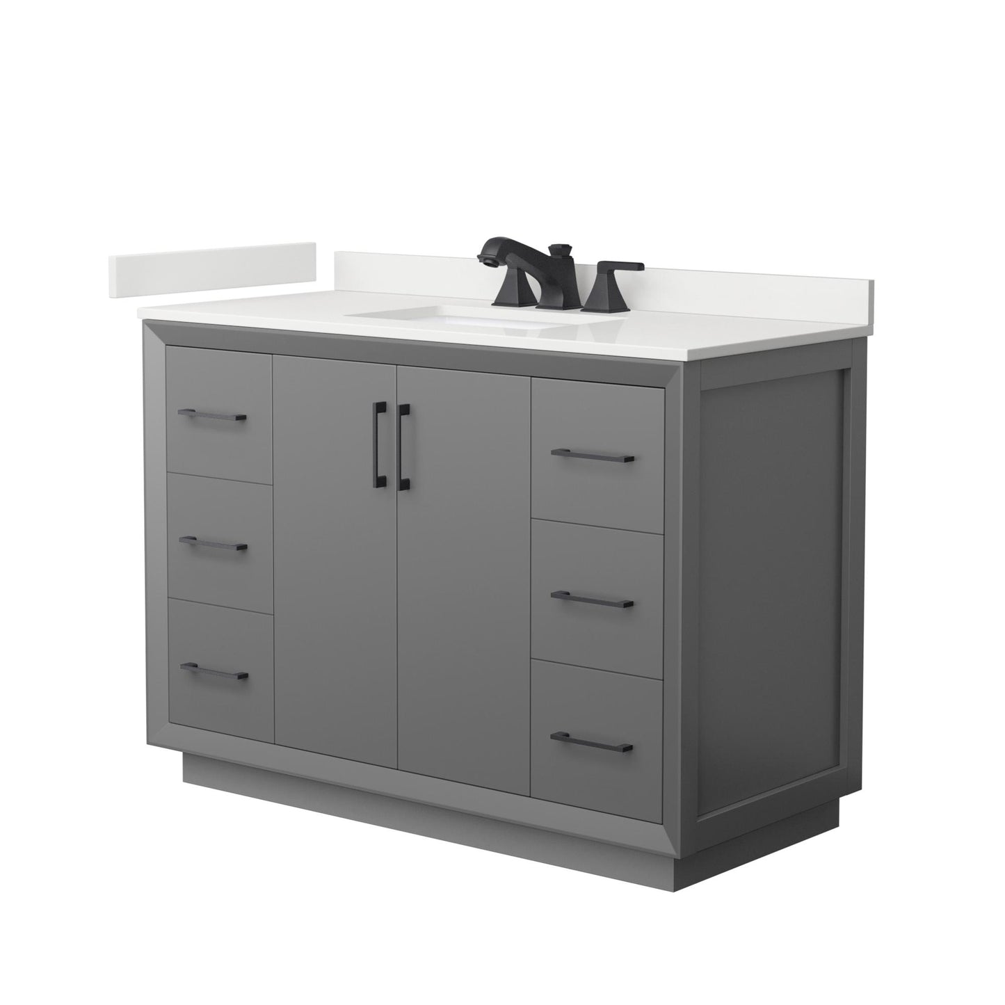 Strada Bathroom Vanity with Countertop 48 inch Single Sink 3-hole Faucet Setup