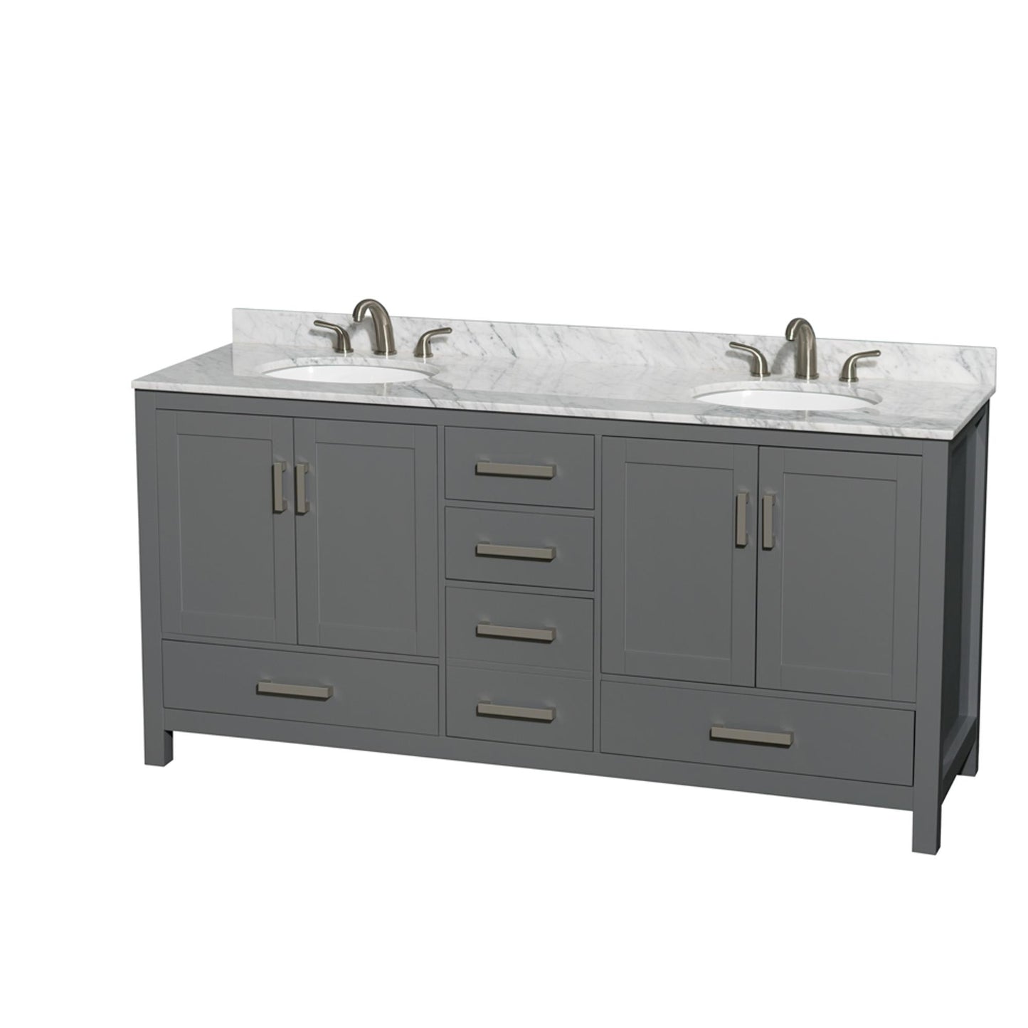 Sheffield Bathroom Vanity with Countertop 72 inch Double Sink 3-hole Faucet Setup