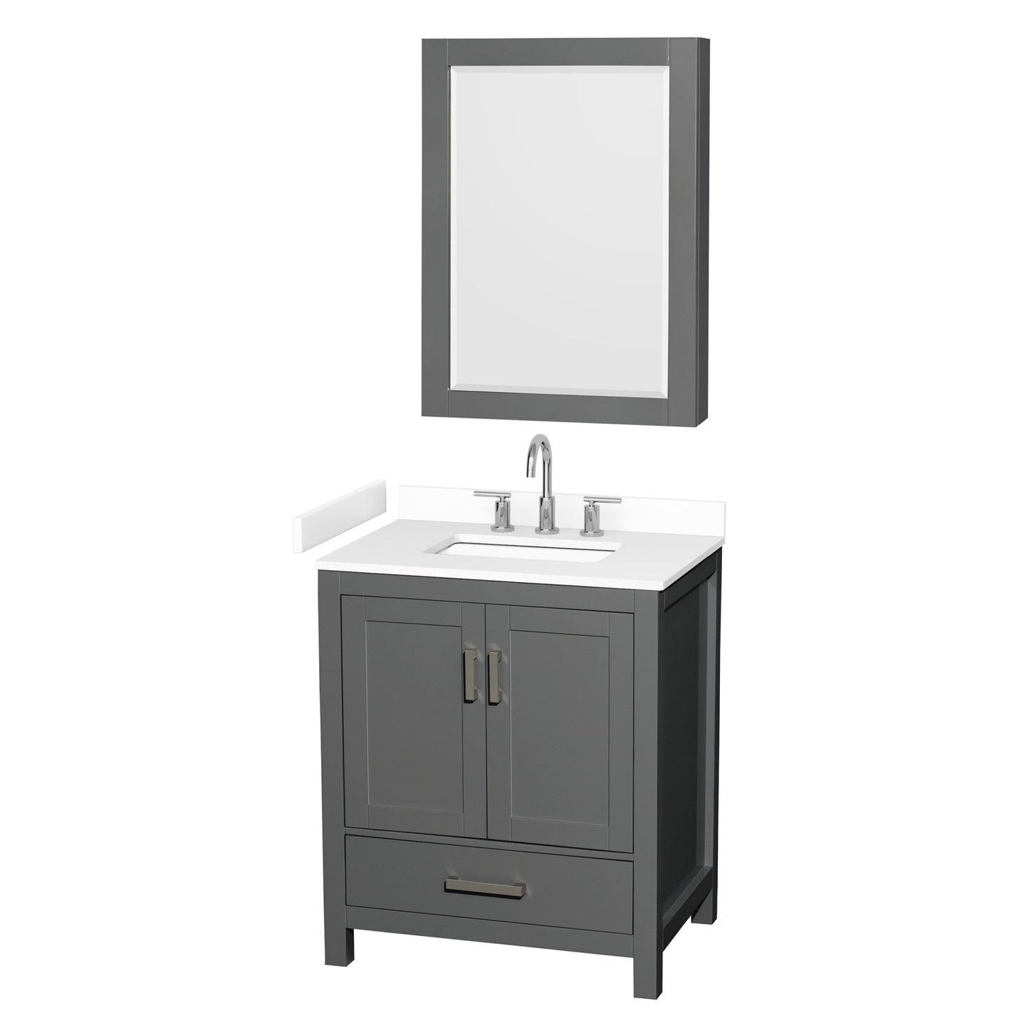 Sheffield Bathroom Vanity with Countertop 30 inch Single Sink 3-hole Faucet Setup