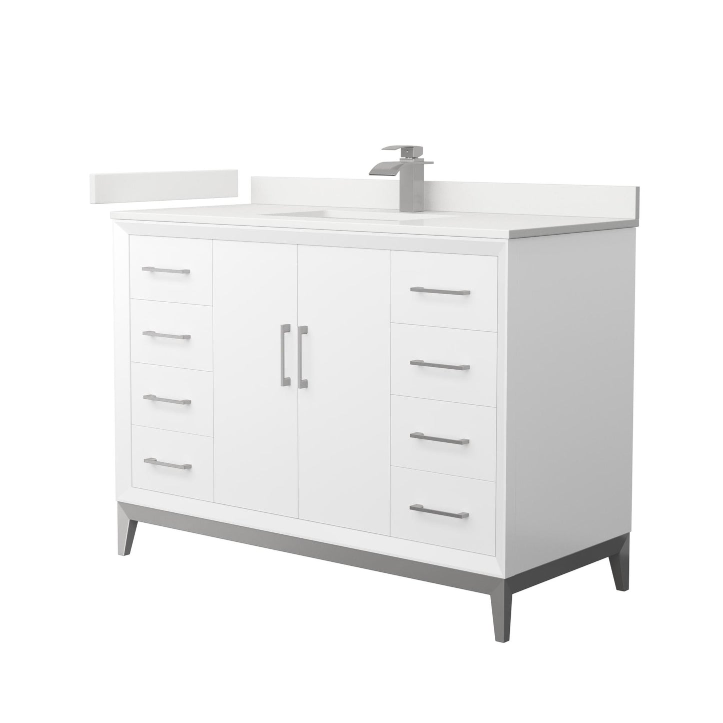 Amici Bathroom Vanity with Countertop 48 inch Single Sink Single hole Faucet Setup