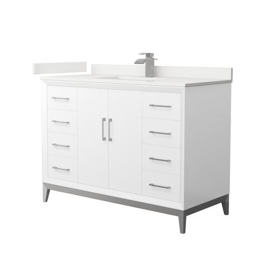 Amici Bathroom Vanity with Countertop 48 inch Single Sink Single hole Faucet Setup
