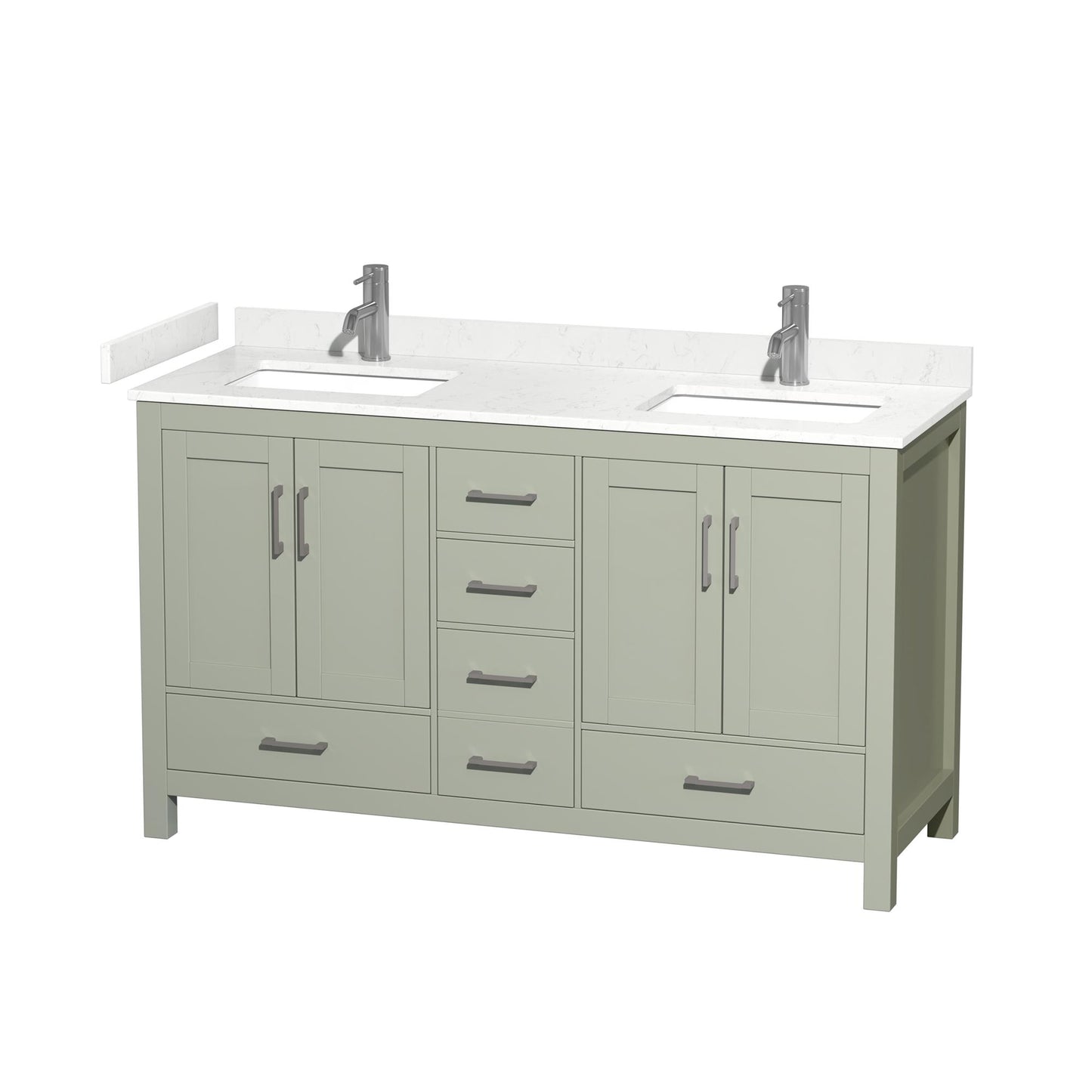 Sheffield Bathroom Vanity with Countertop 60 inch Double Sink Single hole Faucet Setup