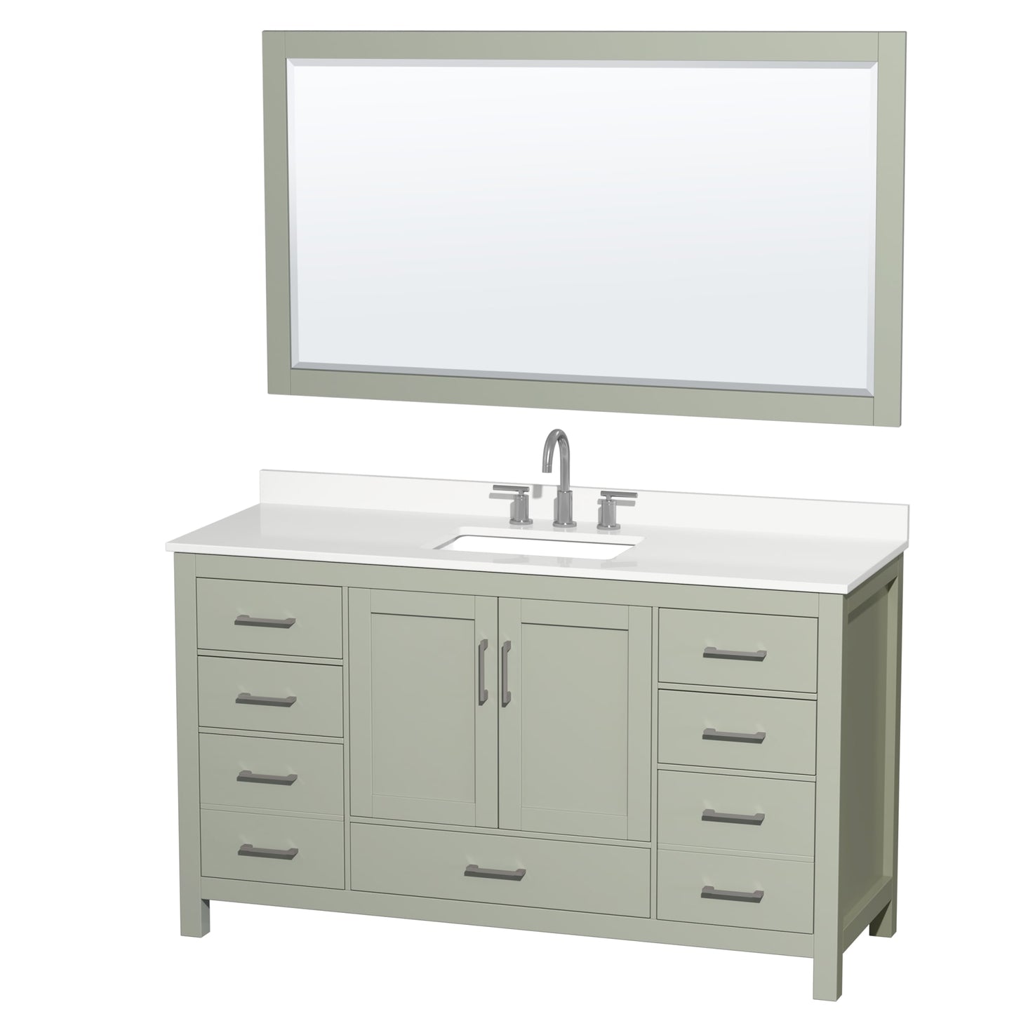 Sheffield Bathroom Vanity with Countertop 60 inch Single Sink 3-hole Faucet Setup