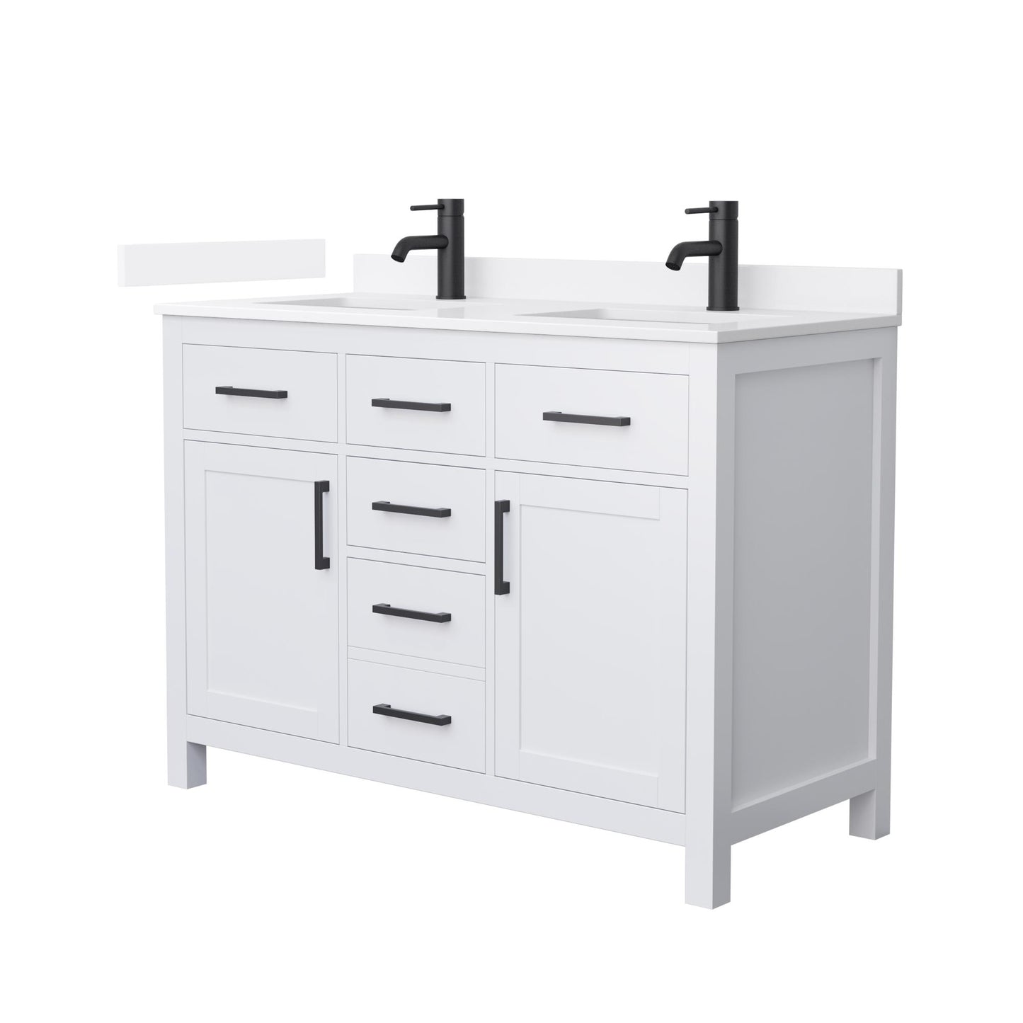 Beckett Bathroom Vanity with Countertop 48 inch Double Sink Single hole Faucet Setup