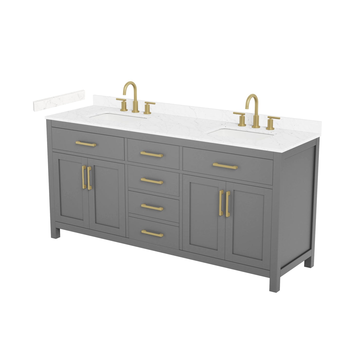 Beckett Bathroom Vanity with Countertop 72 inch Double Sink 3-hole Faucet Setup