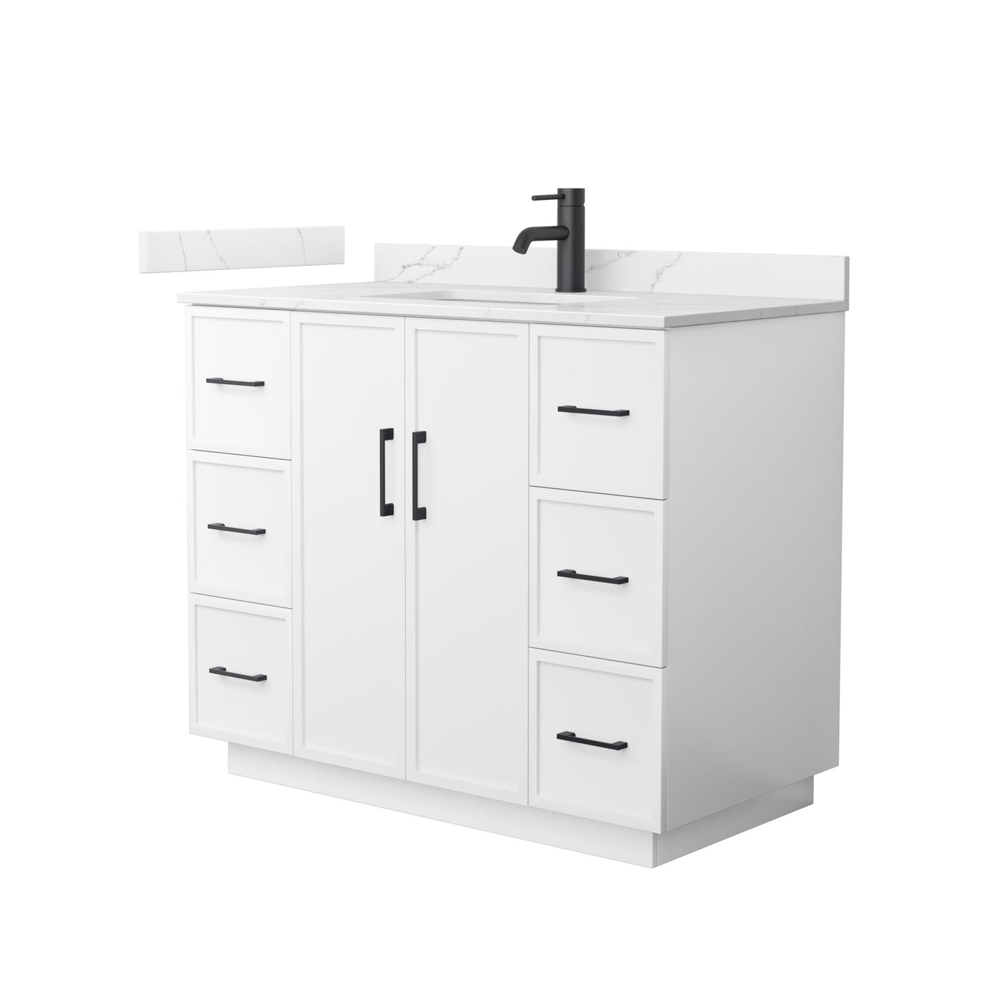 Elan TK Bathroom Vanity with Countertop 42 inch Single Sink Single hole Faucet Setup
