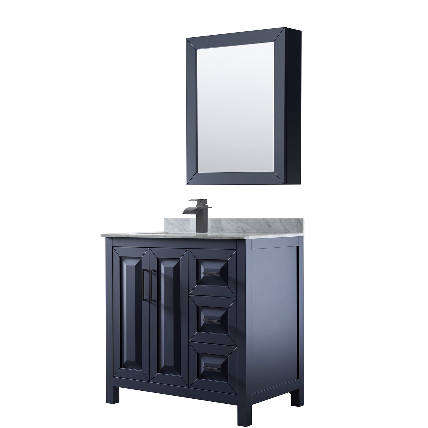 Daria Bathroom Vanity with Countertop 36 inch Single Sink Single hole Faucet Setup