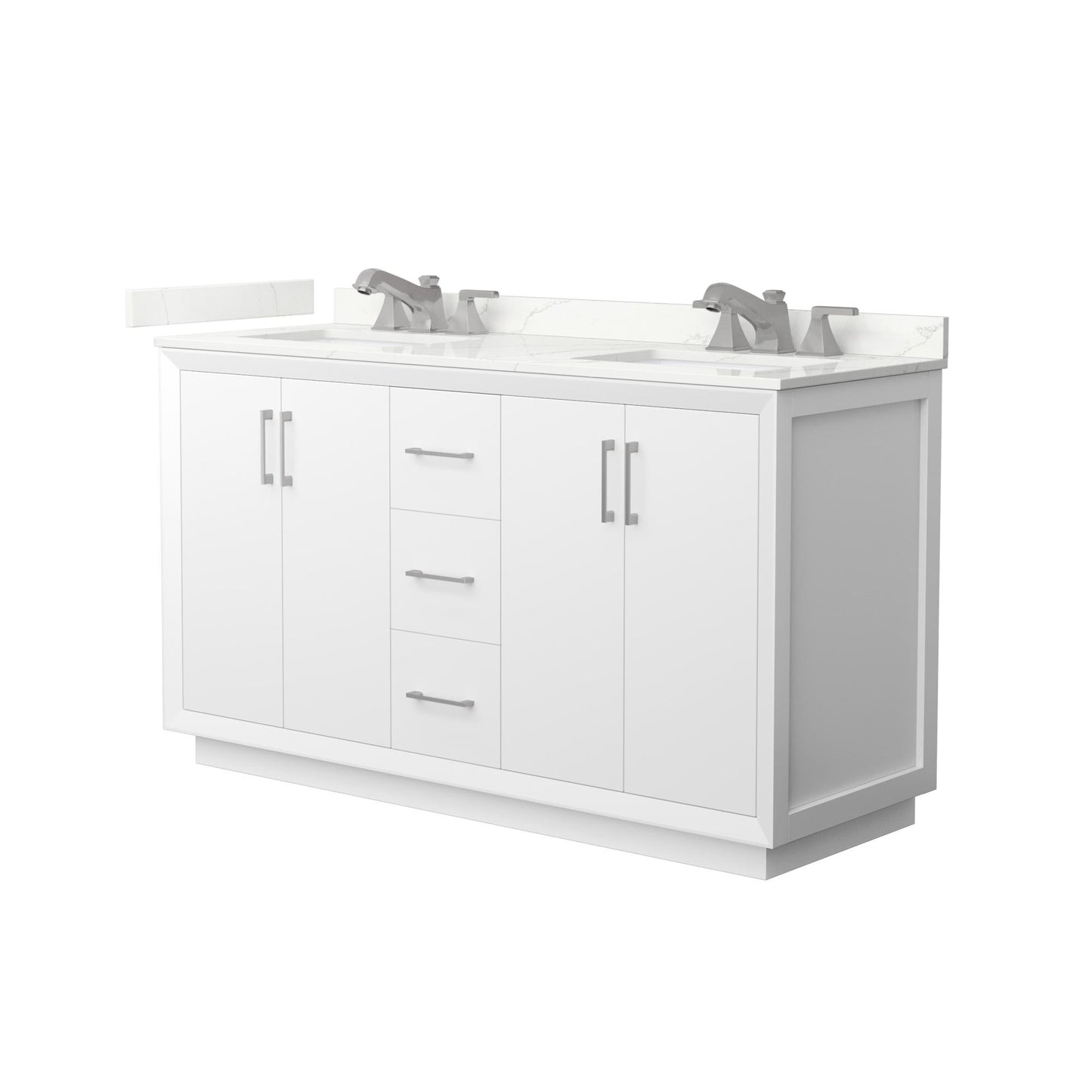 Strada Bathroom Vanity with Countertop 60 inch Double Sink 3-hole Faucet Setup