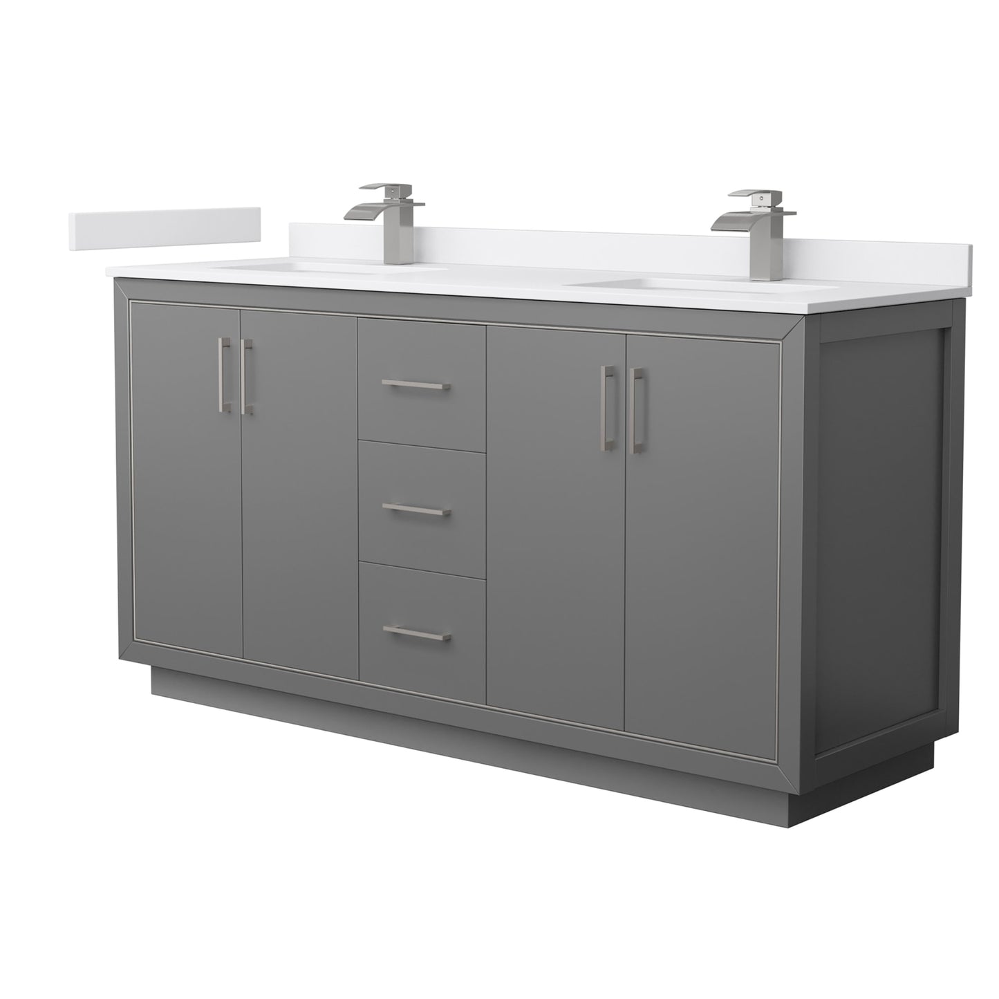 Icon Bathroom Vanity with Countertop 66 inch Double Sink Single hole Faucet Setup
