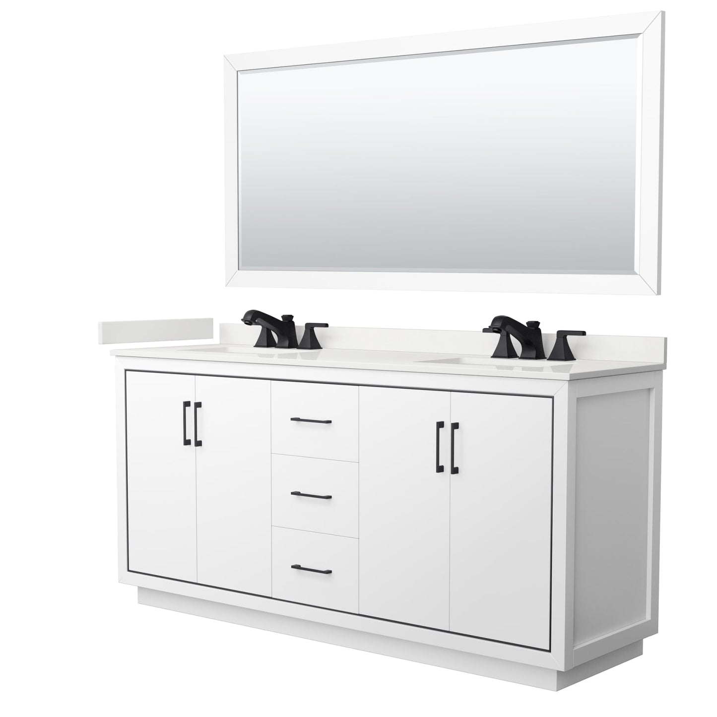 Icon Bathroom Vanity with Countertop 72 inch Double Sink 3-hole Faucet Setup