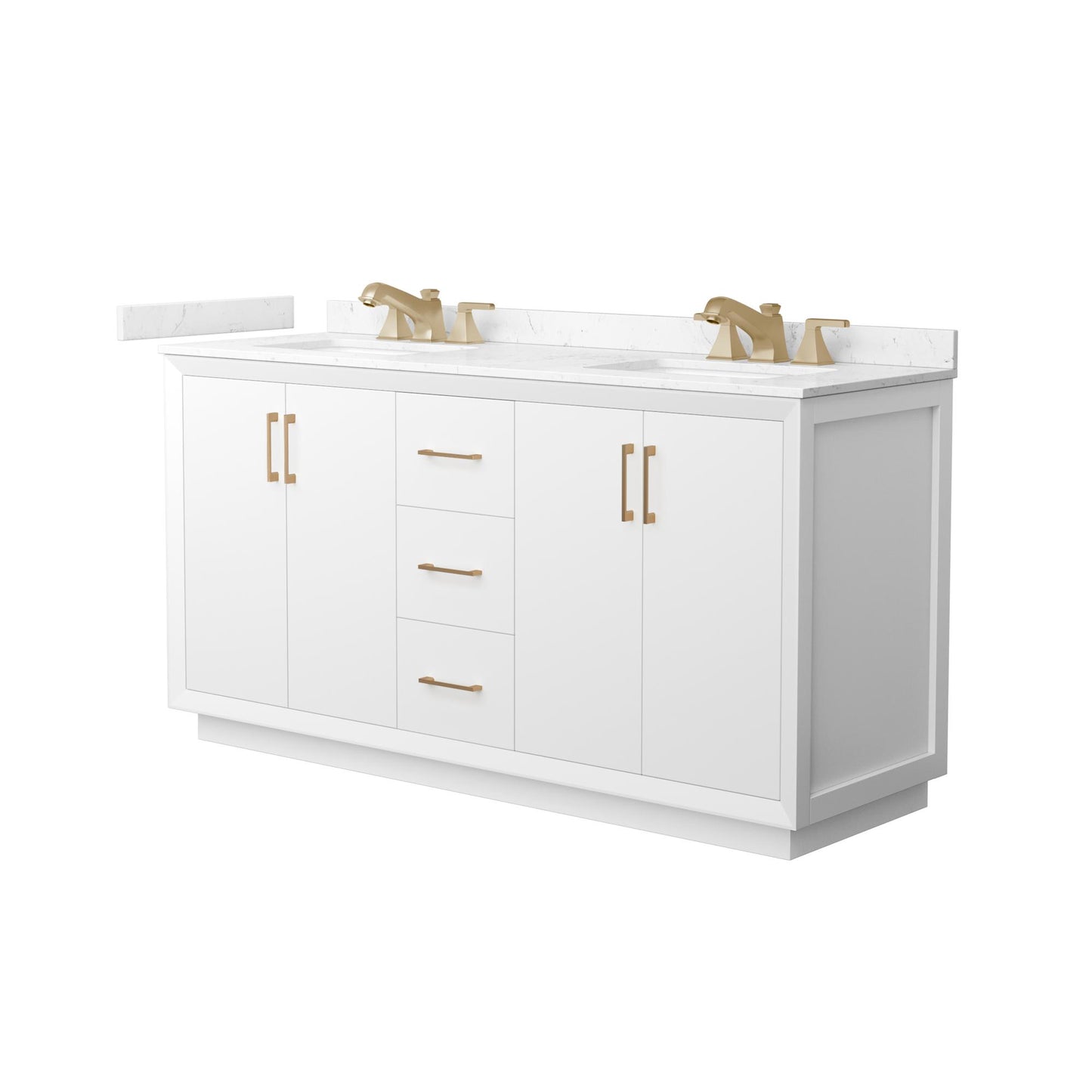 Strada Bathroom Vanity with Countertop 66 inch Double Sink 3-hole Faucet Setup