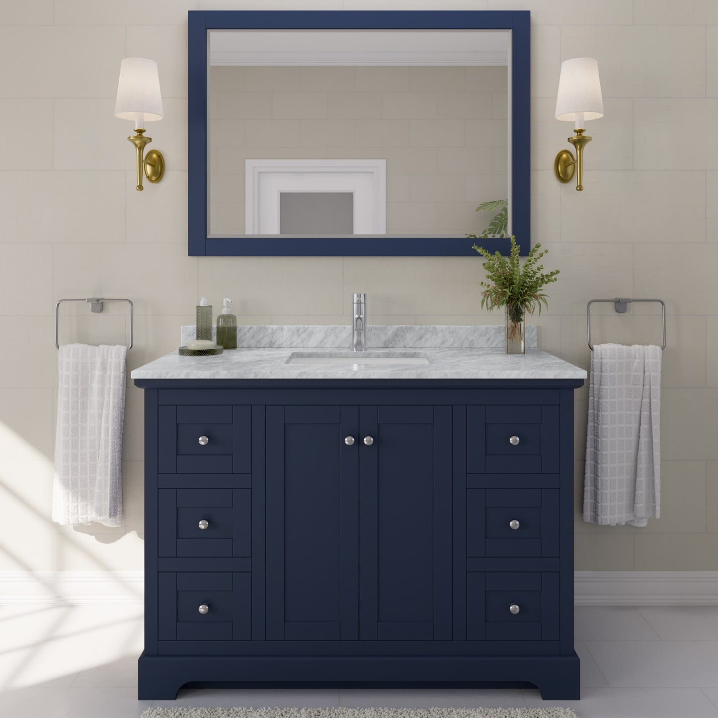 Avery Bathroom Vanity with Countertop 48 inch Single Sink Single hole Faucet Setup