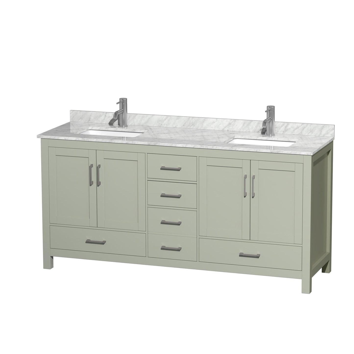 Sheffield Bathroom Vanity with Countertop 72 inch Double Sink Single hole Faucet Setup