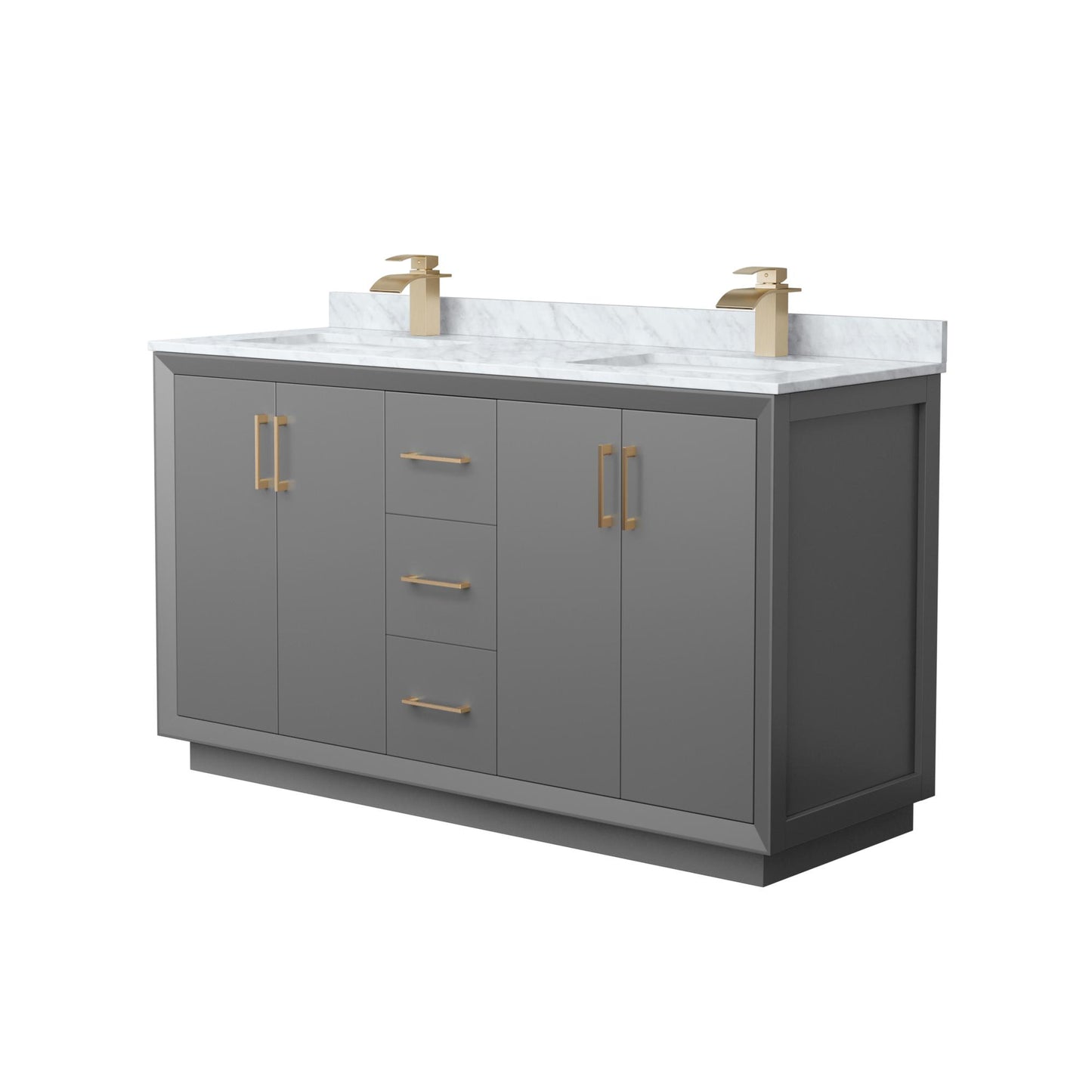 Strada Bathroom Vanity with Countertop 60 inch Double Sink Single hole Faucet Setup