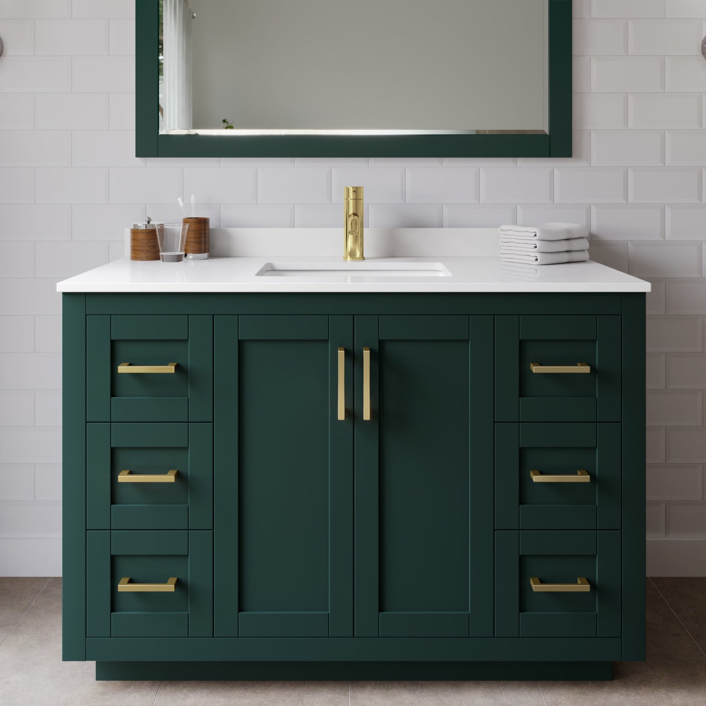 Miranda Bathroom Vanity with Countertop 48 inch Single Sink Single hole Faucet Setup