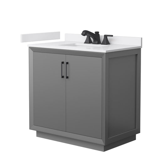 Strada Bathroom Vanity with Countertop 36 inch Single Sink 3-hole Faucet Setup