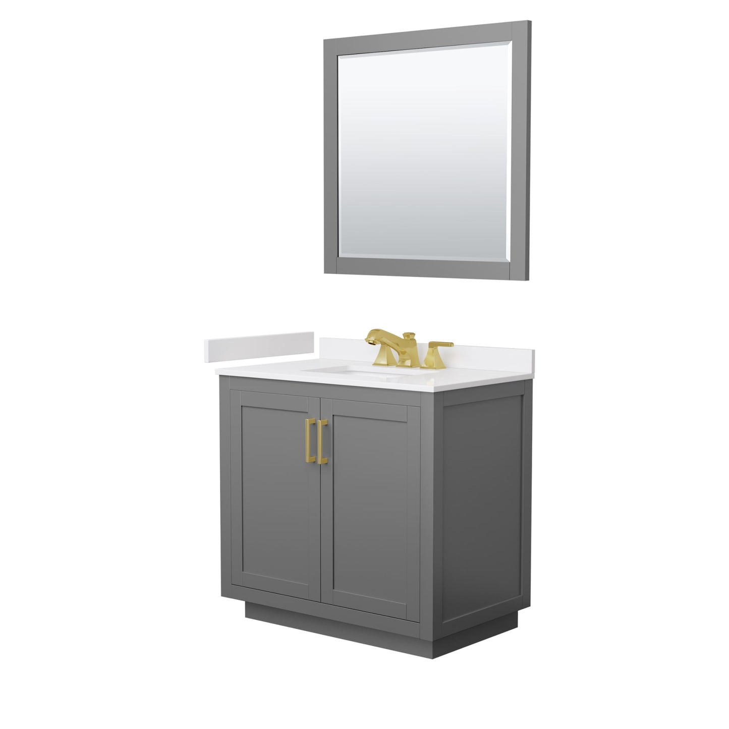 Miranda Bathroom Vanity with Countertop 36 inch Single Sink 3-hole Faucet Setup