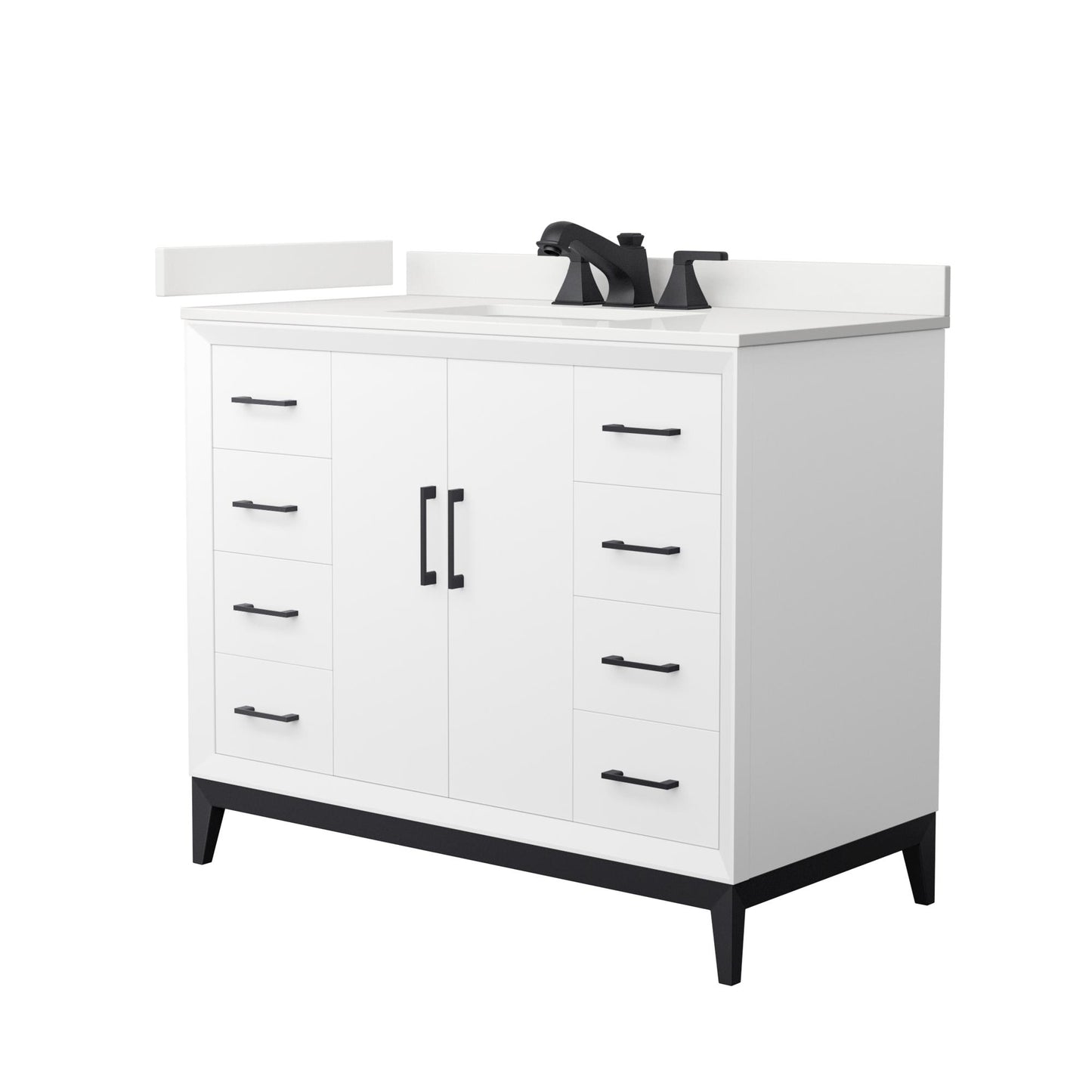 Amici Bathroom Vanity with Countertop 42 inch Single Sink 3-hole Faucet Setup
