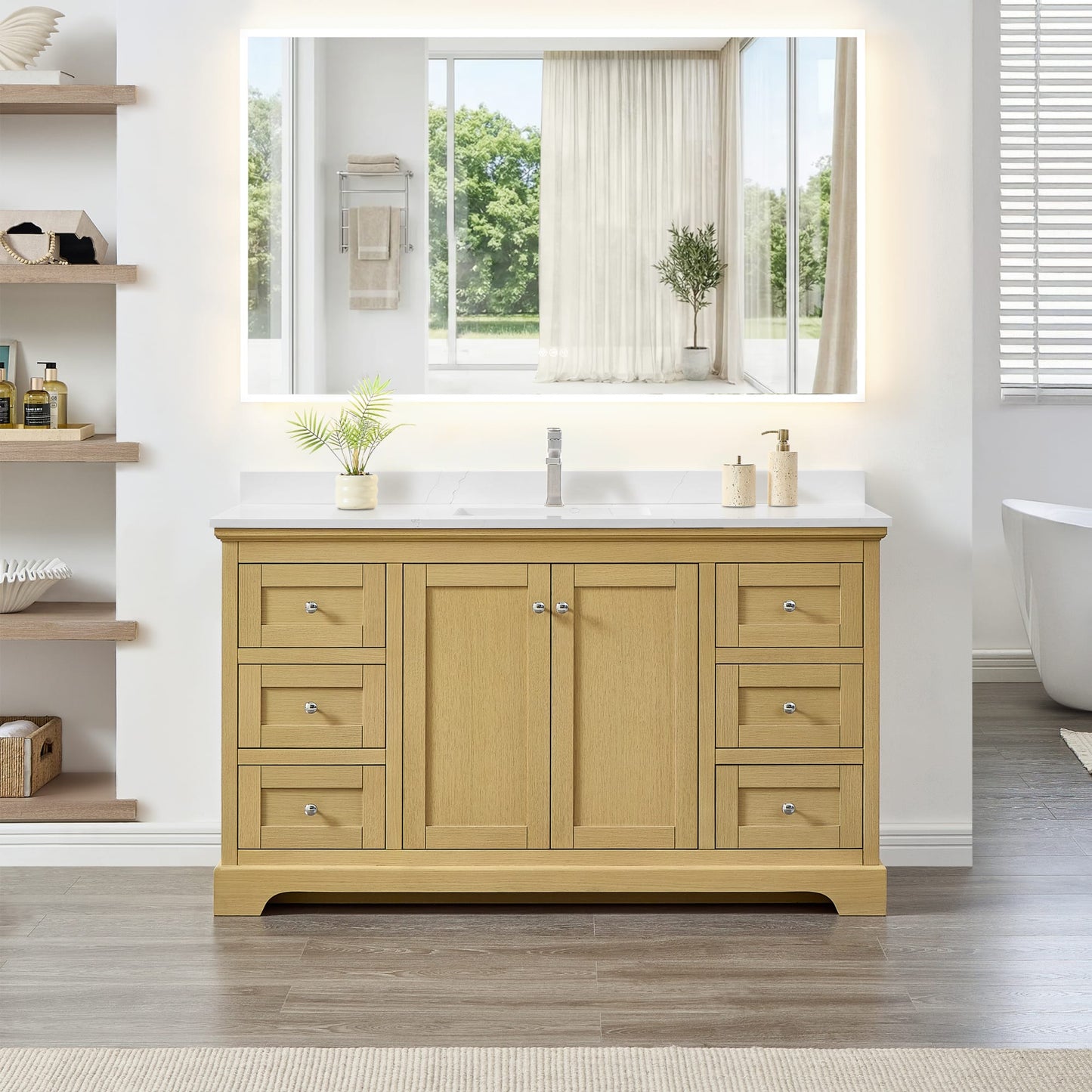 Avery Bathroom Vanity with Countertop 60 inch Single Sink Single hole Faucet Setup