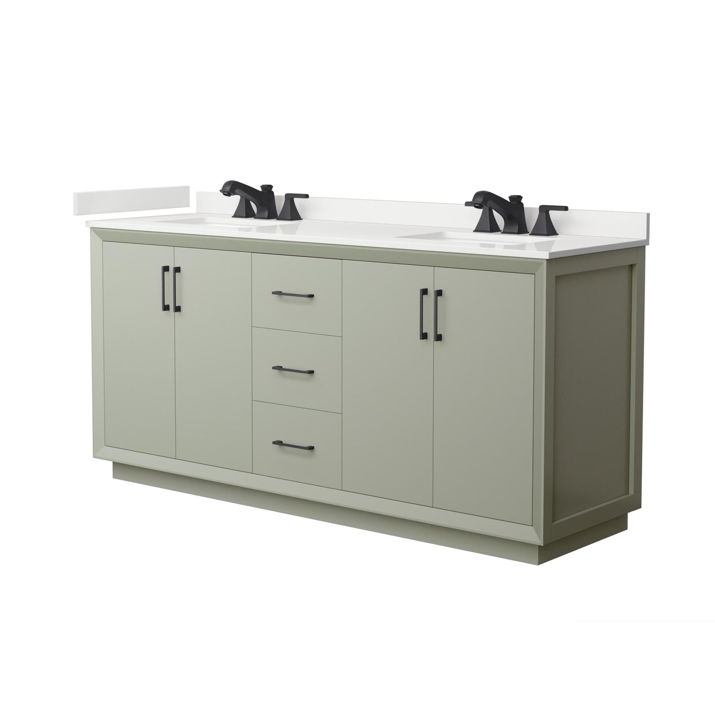 Strada Bathroom Vanity with Countertop 72 inch Double Sink 3-hole Faucet Setup
