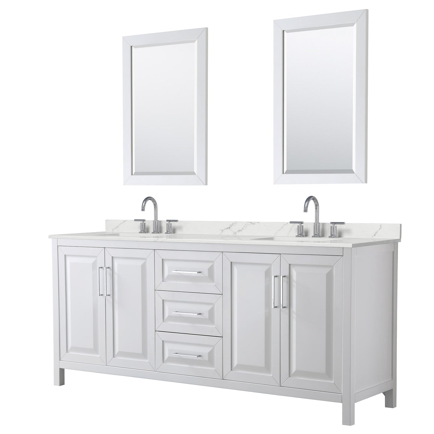 Daria Bathroom Vanity with Countertop 80 inch Double Sink 3-hole Faucet Setup