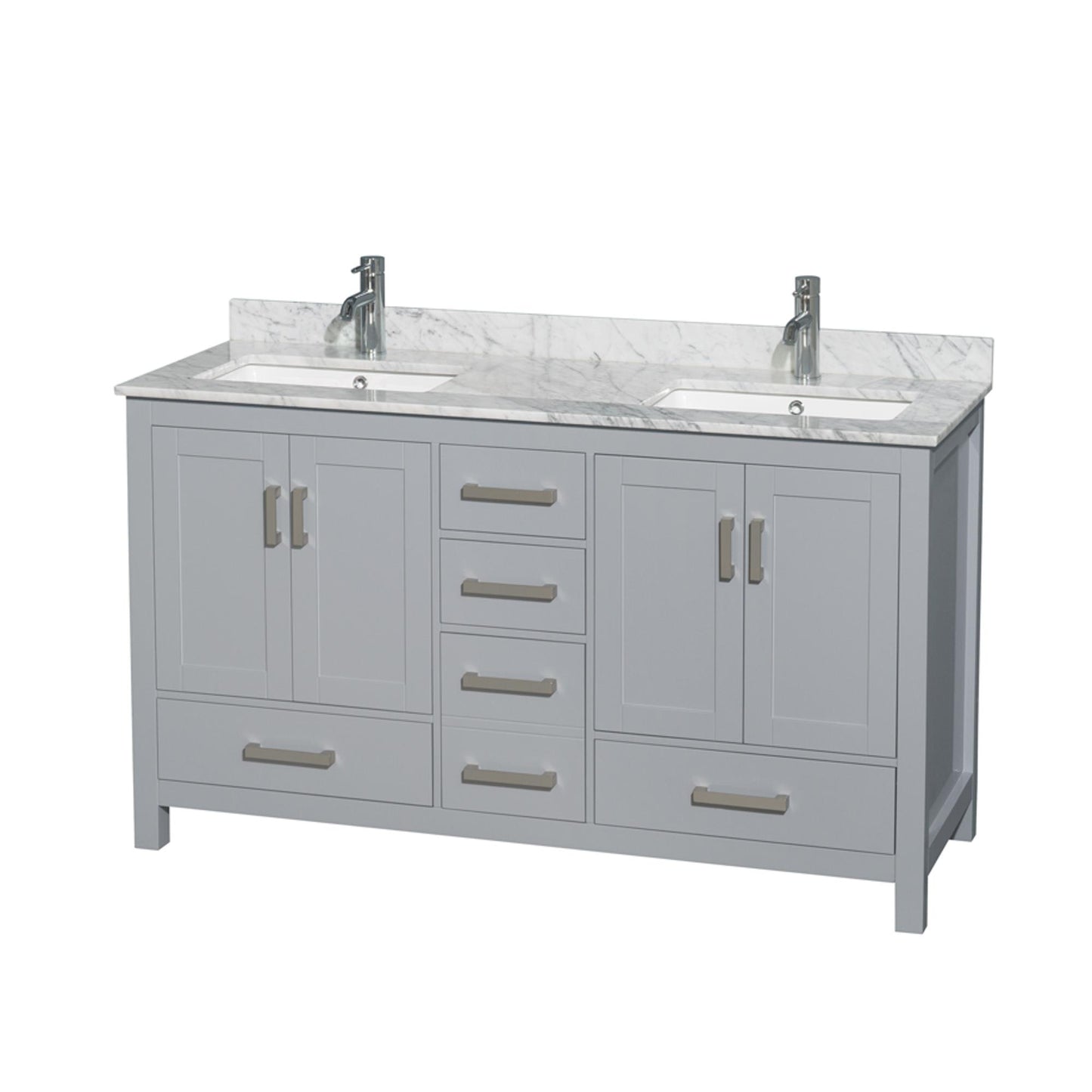 Sheffield Bathroom Vanity with Countertop 60 inch Double Sink Single hole Faucet Setup