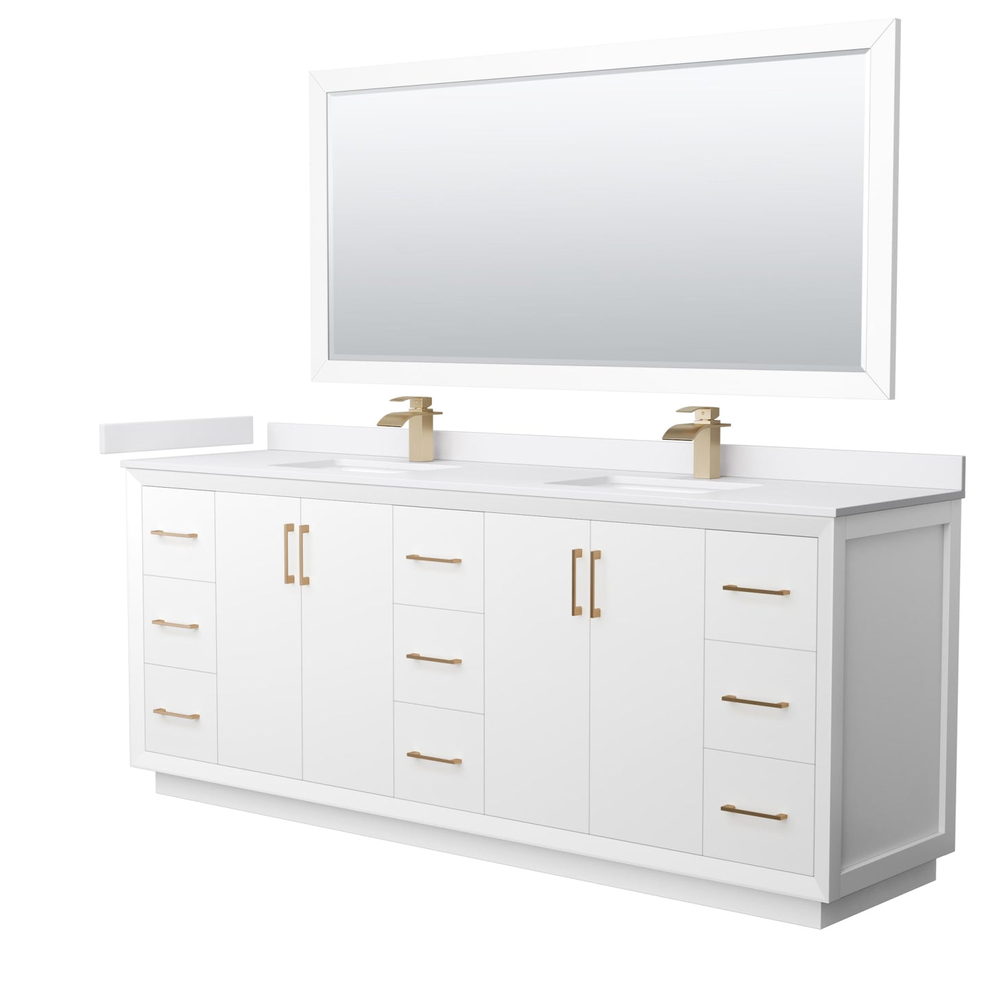 Strada Bathroom Vanity with Countertop 84 inch Double Sink Single hole Faucet Setup