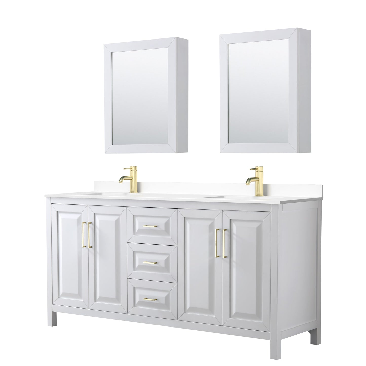 Daria Bathroom Vanity with Countertop 72 inch Double Sink Single hole Faucet Setup