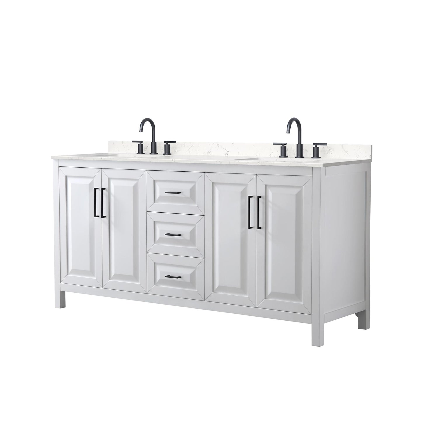 Daria Bathroom Vanity with Countertop 72 inch Double Sink 3-hole Faucet Setup