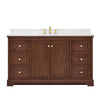 Custom image for Dark Walnut with Brushed Gold Trim / Carrara Cultured Marble / No Mirror