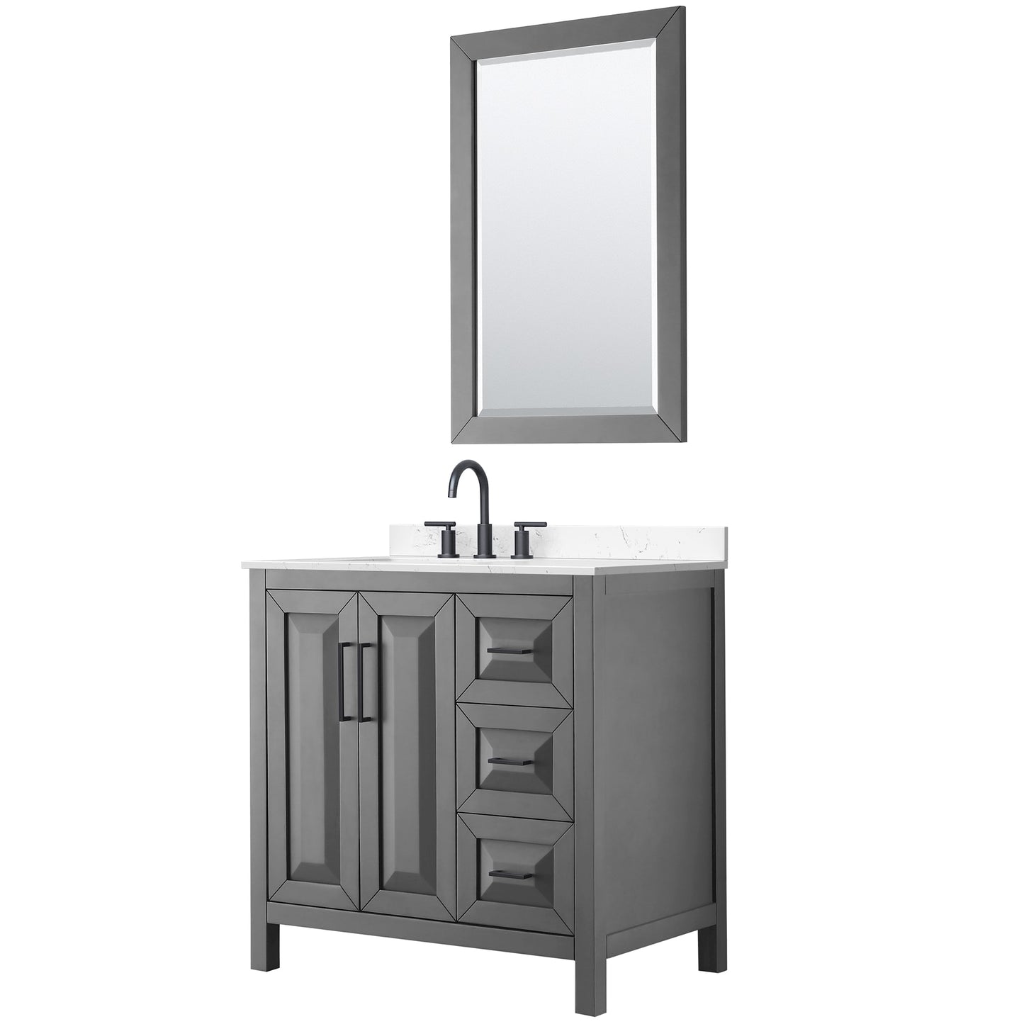 Daria Bathroom Vanity with Countertop 36 inch Single Sink 3-hole Faucet Setup