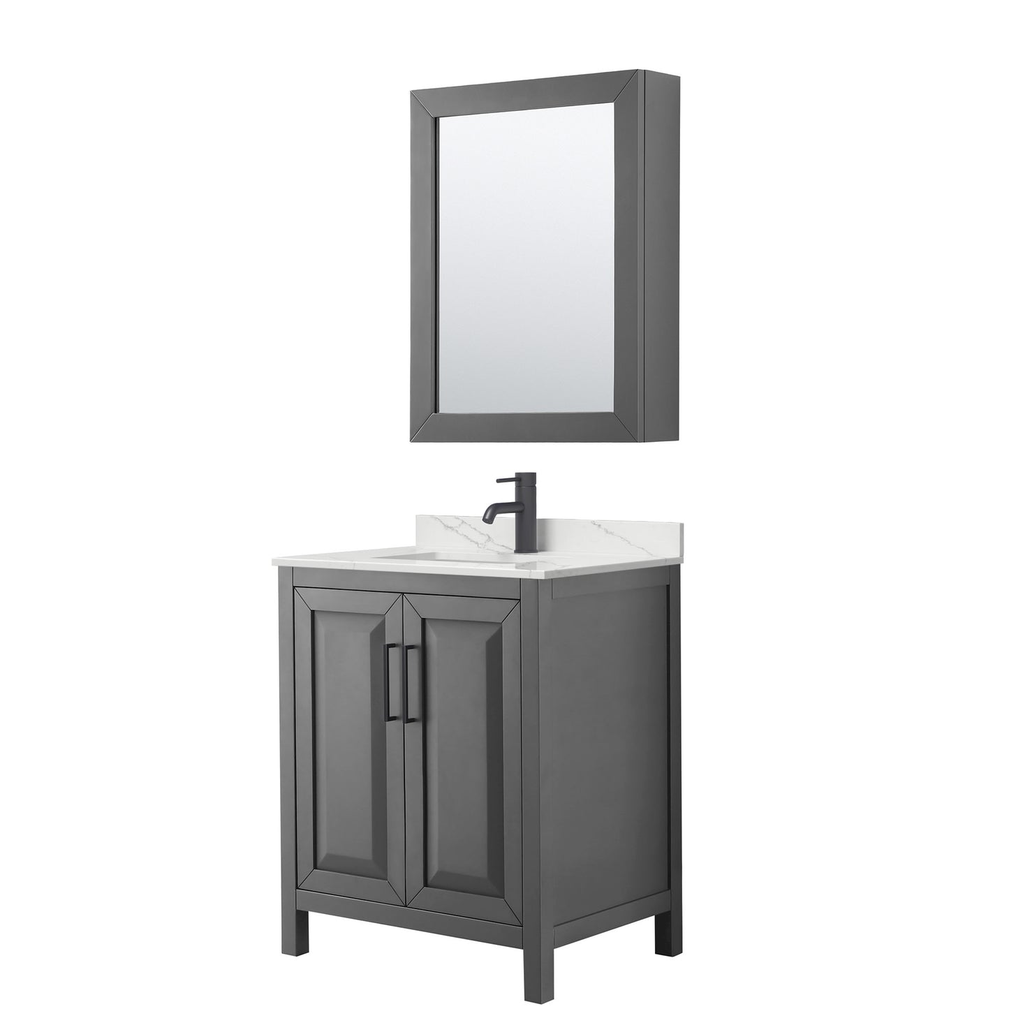 Daria Bathroom Vanity with Countertop 30 inch Single Sink Single hole Faucet Setup