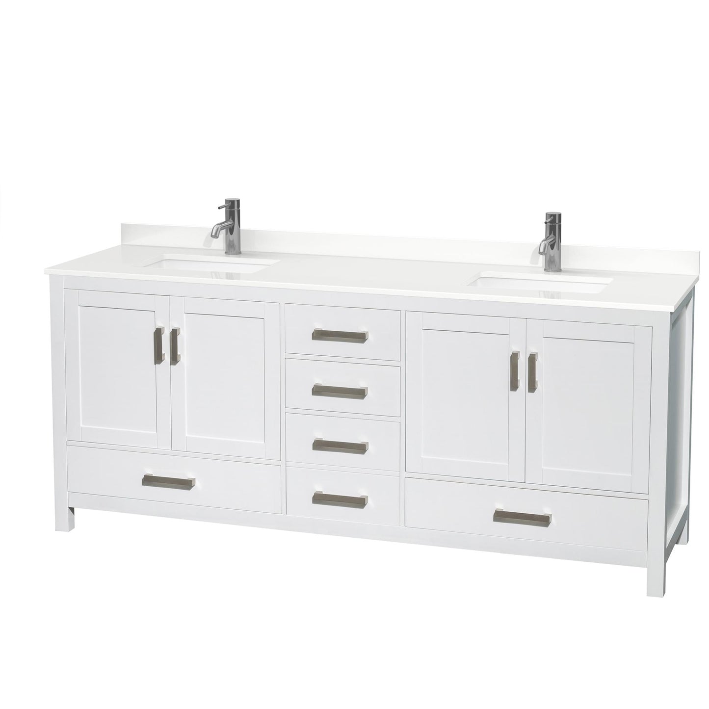 Sheffield Bathroom Vanity with Countertop 80 inch Double Sink Single hole Faucet Setup