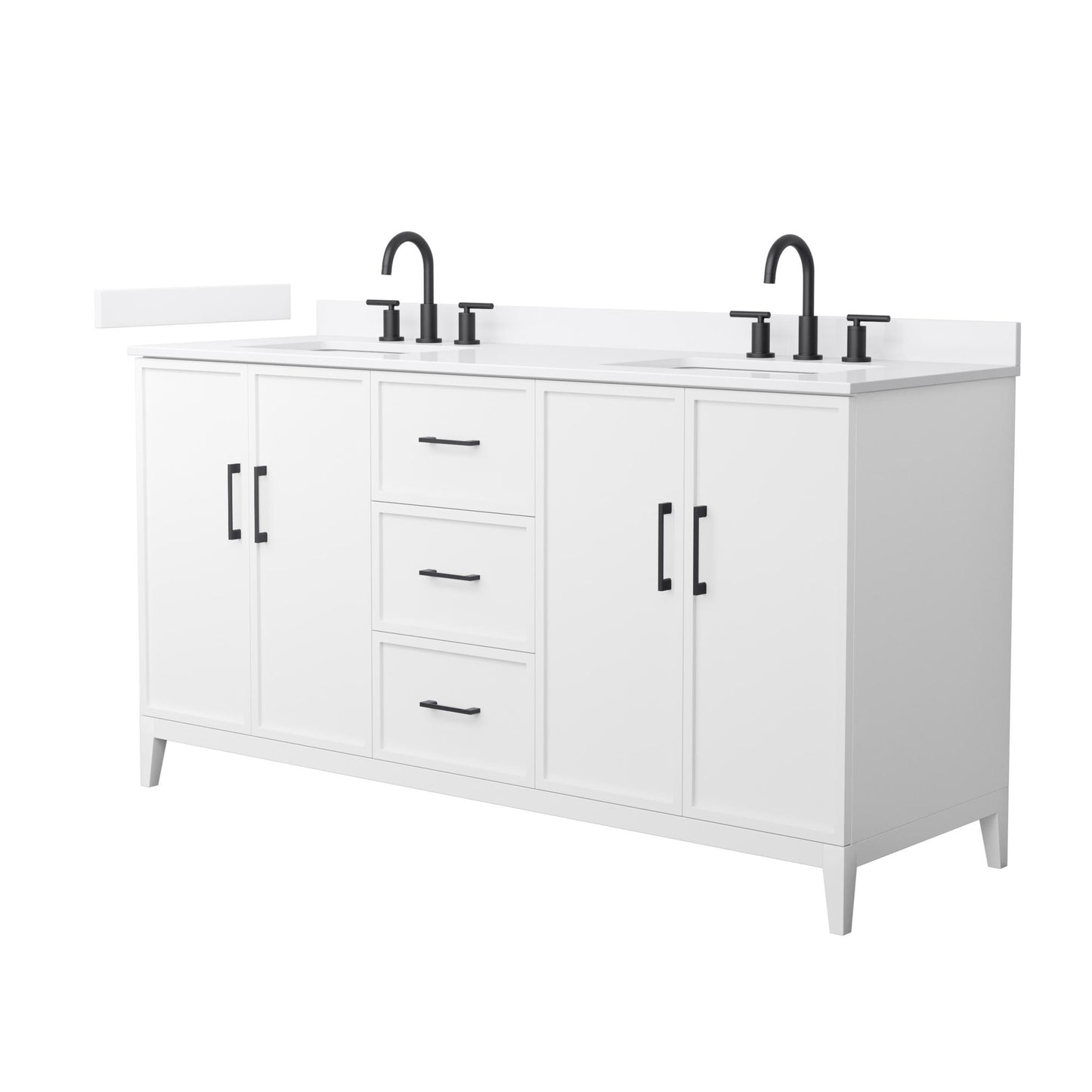Elan Bathroom Vanity with Countertop 66 inch Double Sink 3-hole Faucet Setup