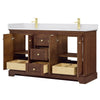 Custom image for Dark Walnut with Brushed Gold Trim / White Cultured Marble / No Mirror