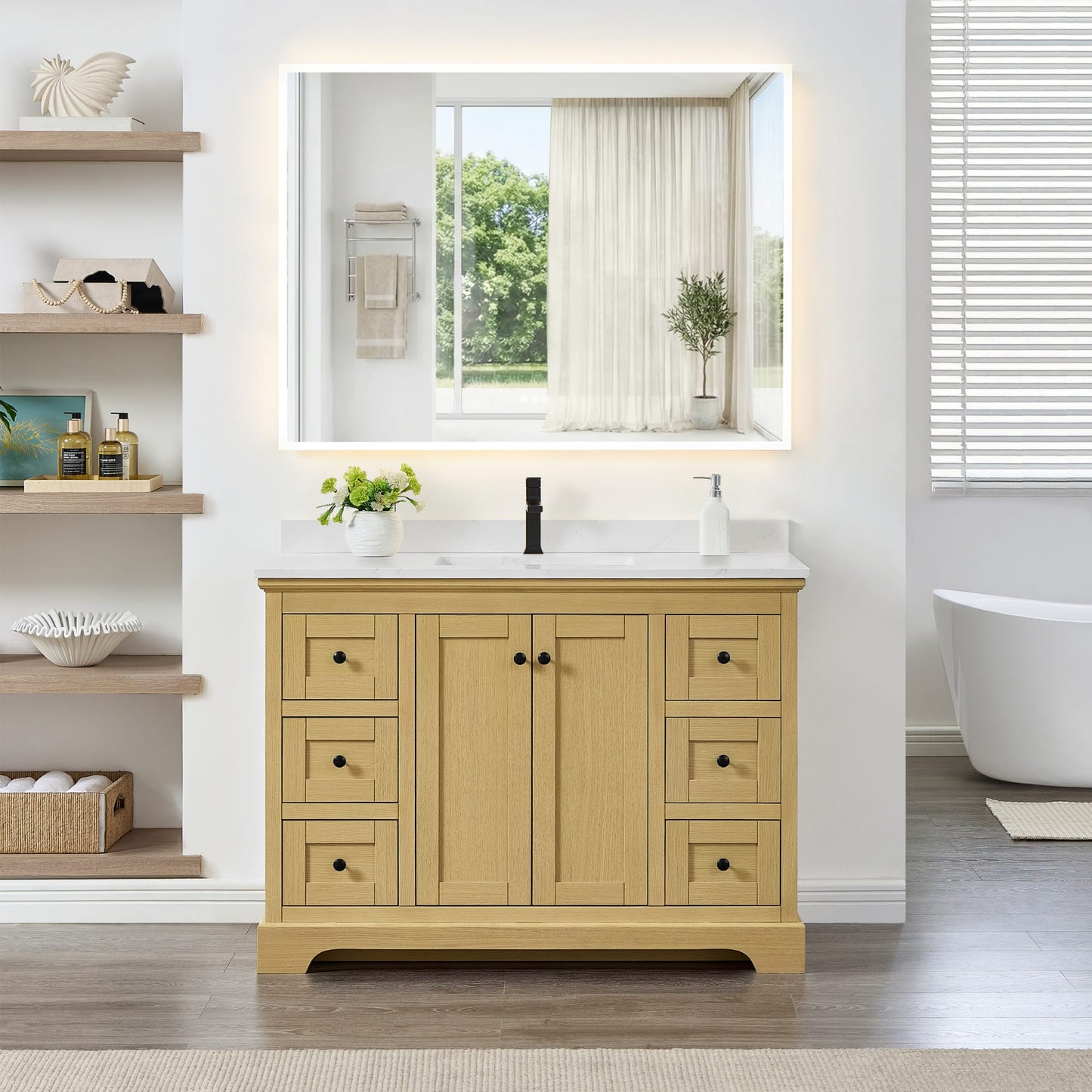 Avery Bathroom Vanity with Countertop 48 inch Single Sink Single hole Faucet Setup