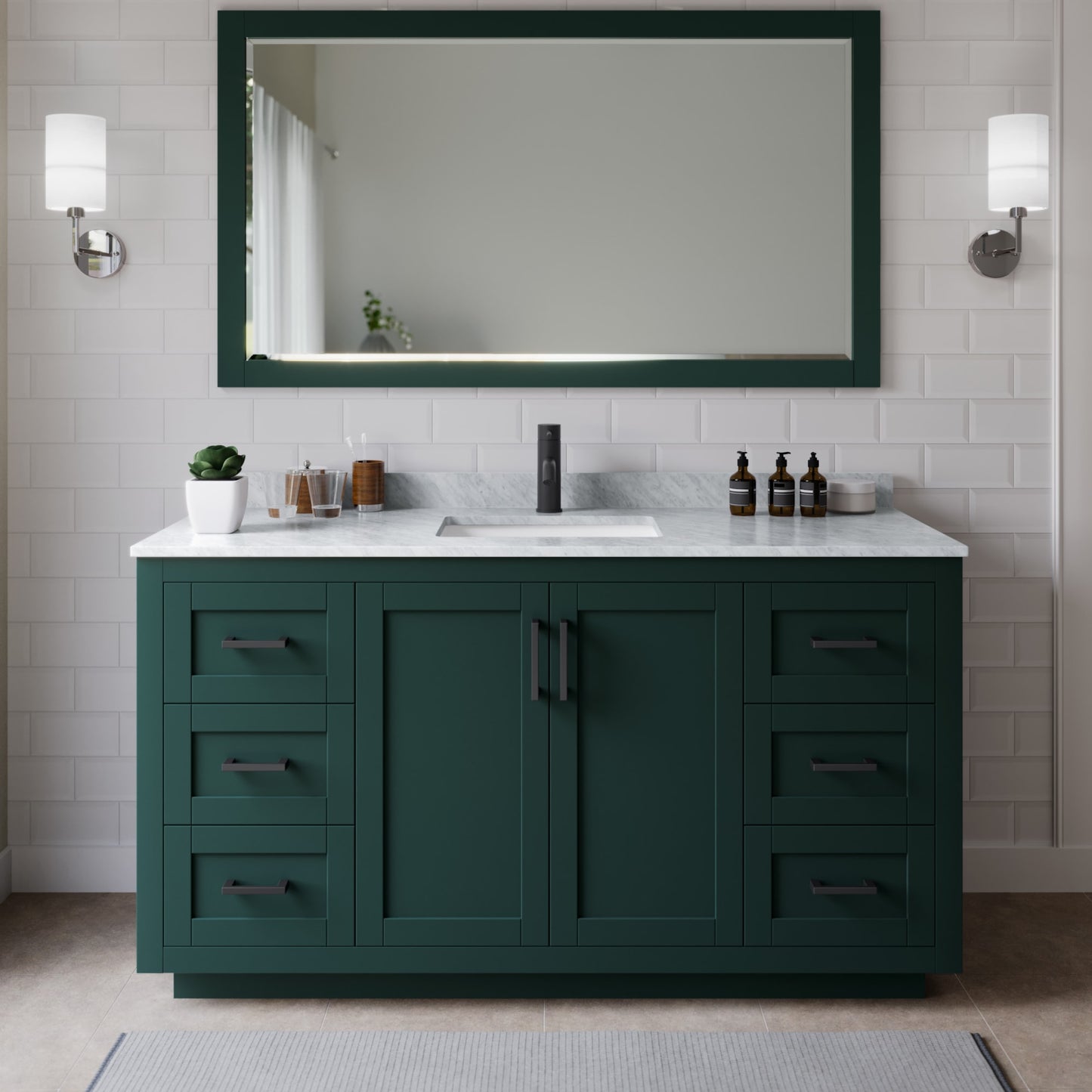 Miranda Bathroom Vanity with Countertop 66 inch Single Sink Single hole Faucet Setup