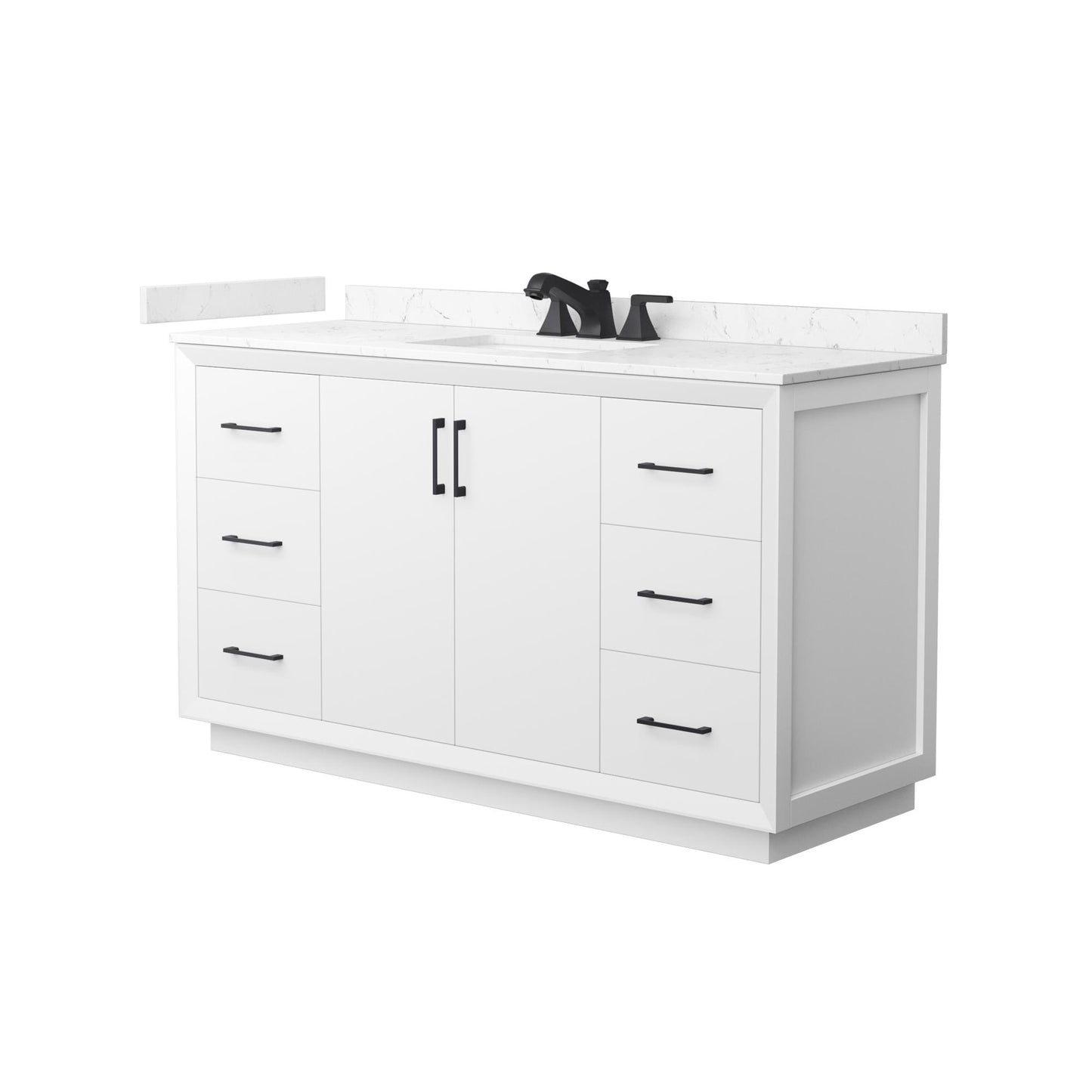 Strada Bathroom Vanity with Countertop 60 inch Single Sink 3-hole Faucet Setup